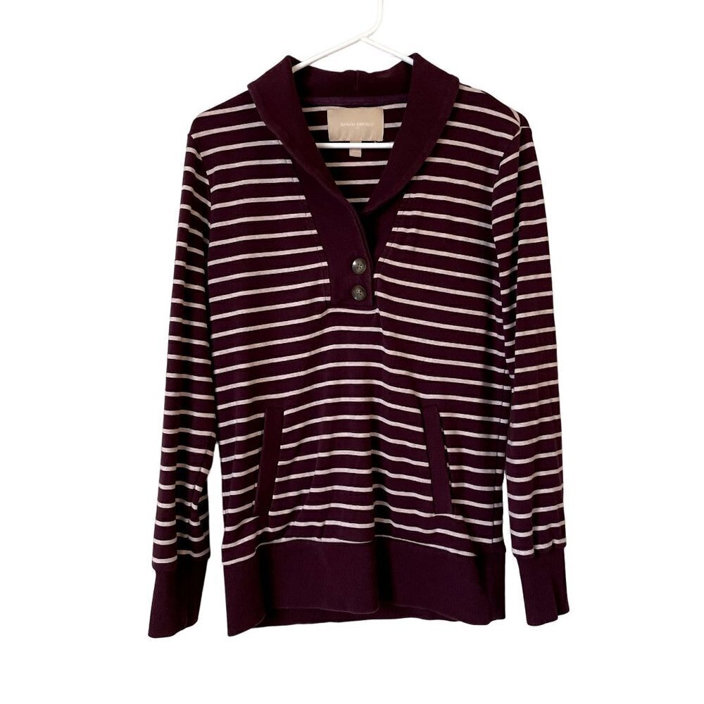 Banana Republic Factory purple and white striped hooded sweater long sleeved